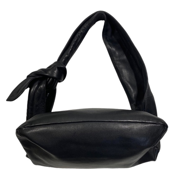 LUPO Slouchy Knotted Strap Oversized Hobo Black Leather Bag - Picture 5 of 9